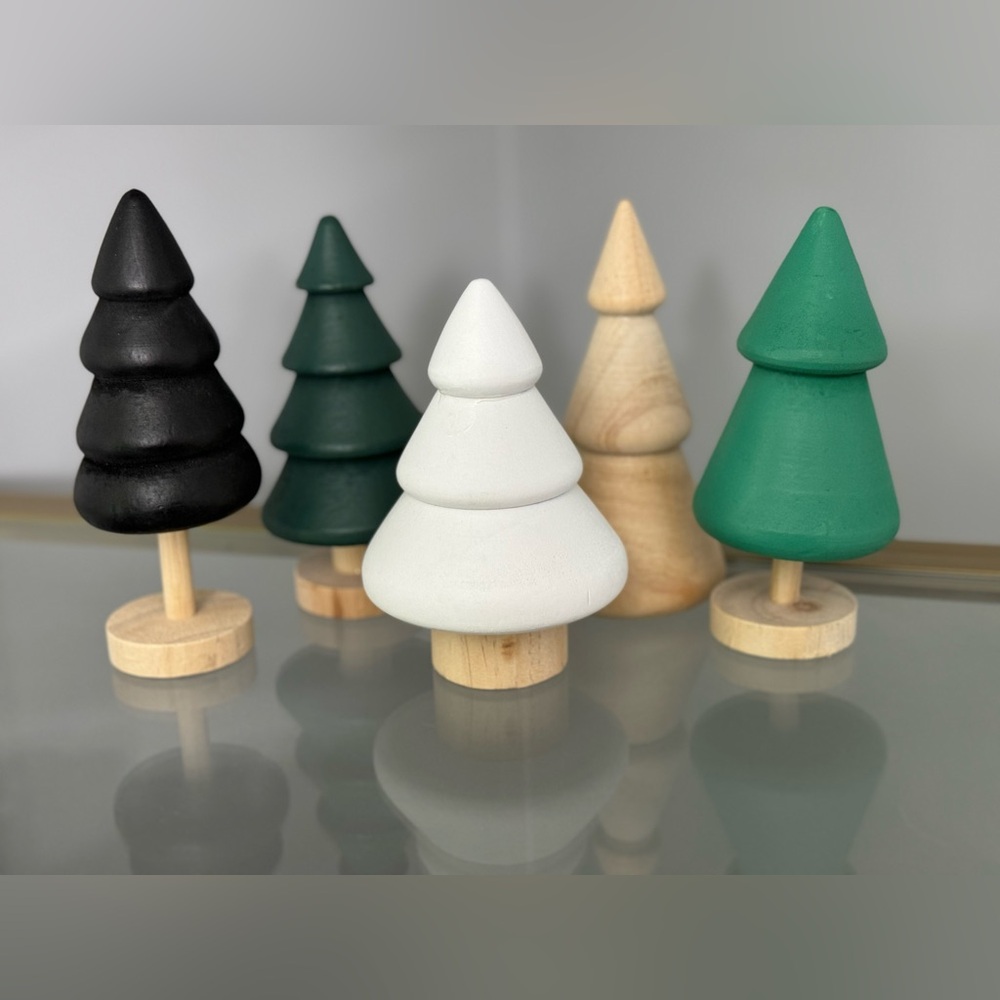 Set of 5 Target BP Wooden Christmas Trees